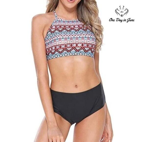 Charmleaks High Neck Halter Bikini Swimsuit Size M - Picture 1 of 4